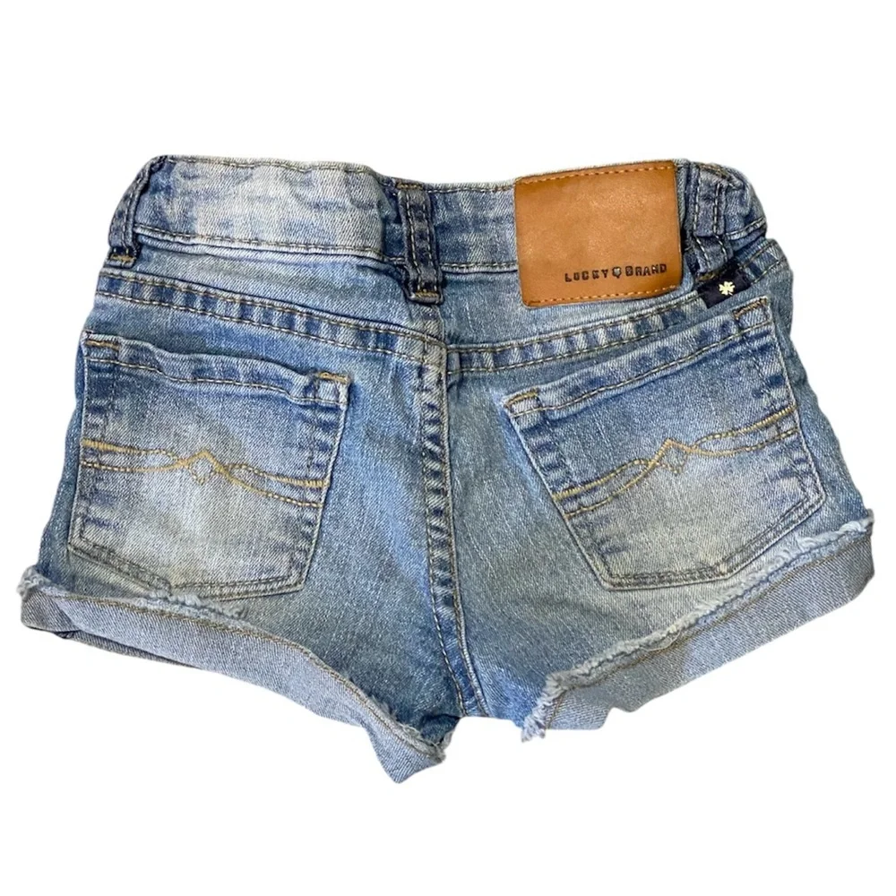 Lucky Brand Girls 4T Riley Denim Shorts & Graphic Tee Summer Casual